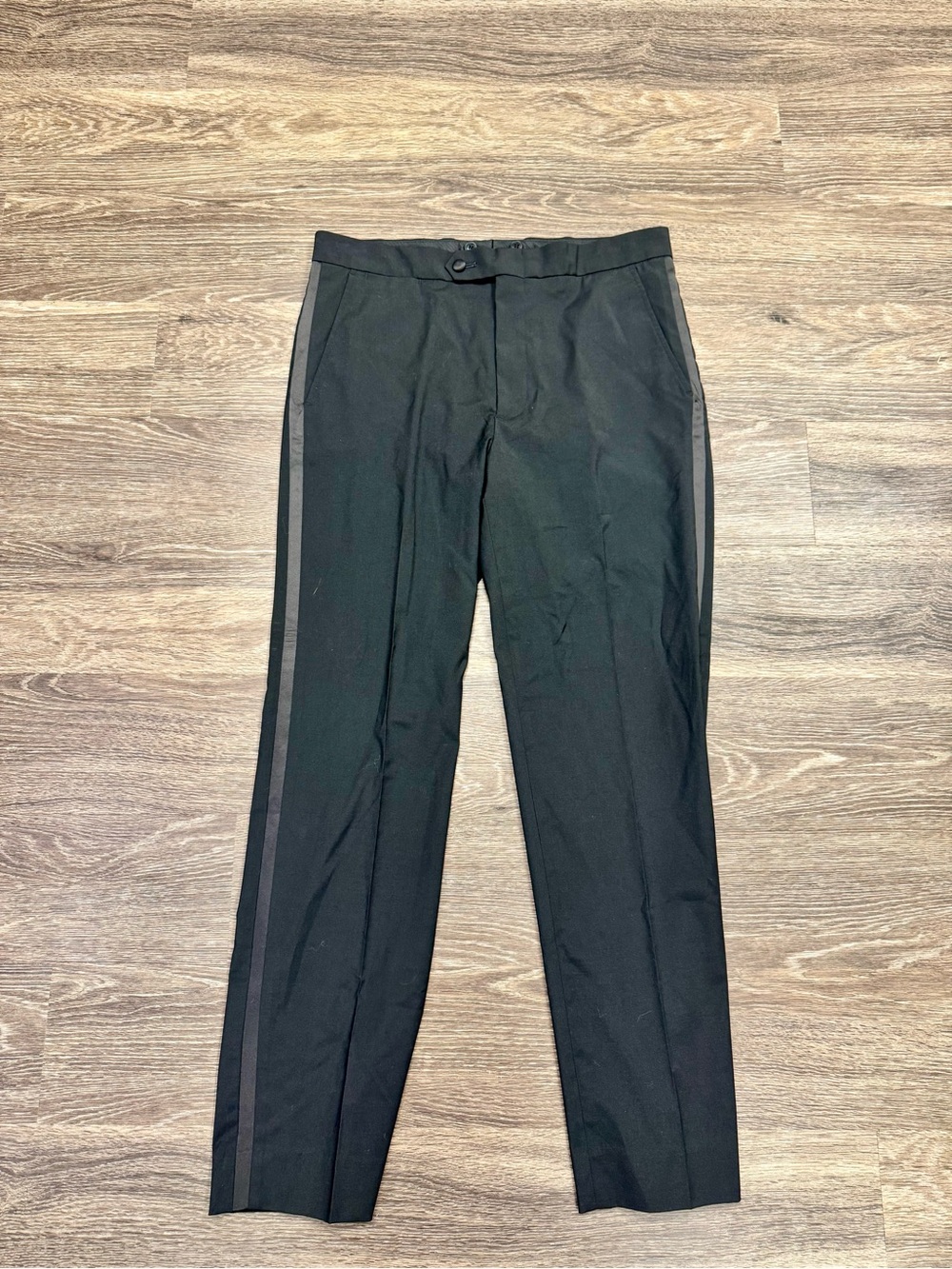 NWT Nautica Nadal Men’s 32W Black Modern Fit Tuxedo Pants Satin Stripe